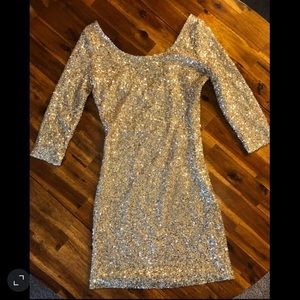 Gold sparkly sequin mini dress with half sleeves